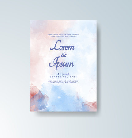 Wedding invitation with abstract watercolor backgroundのイラスト素材