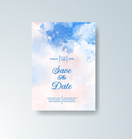 Wedding invitation with abstract watercolor backgroundのイラスト素材