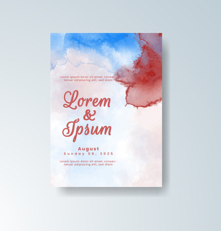 Wedding invitation with abstract watercolor backgroundのイラスト素材