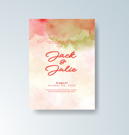 Wedding invitation with abstract watercolor backgroundのイラスト素材