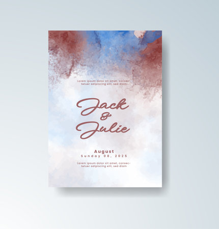 Wedding invitation with abstract watercolor backgroundのイラスト素材
