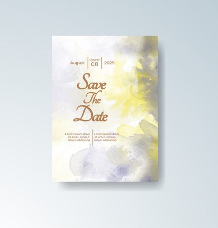 Wedding invitation with abstract watercolor backgroundのイラスト素材