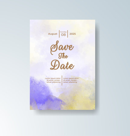 Wedding invitation with abstract watercolor backgroundのイラスト素材