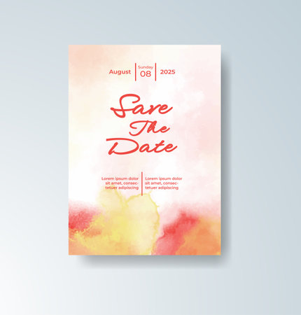 Wedding invitation with abstract watercolor backgroundのイラスト素材