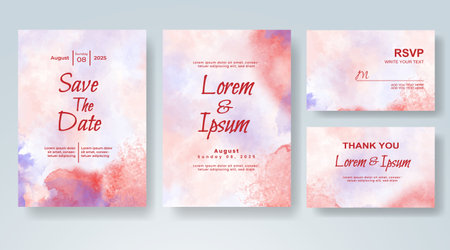 Wedding invitation with abstract watercolor backgroundのイラスト素材