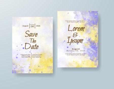 Wedding invitation with abstract watercolor backgroundのイラスト素材
