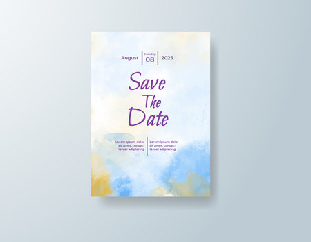 Wedding invitation with abstract watercolor backgroundのイラスト素材
