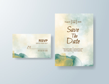 Wedding invitation with abstract watercolor backgroundのイラスト素材