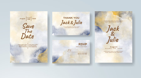 Wedding invitation with abstract watercolor backgroundのイラスト素材