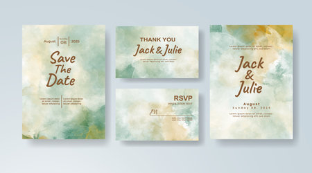 Wedding invitation with abstract watercolor backgroundのイラスト素材