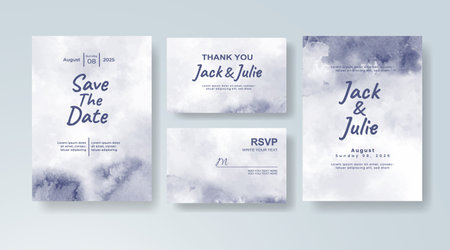 Wedding invitation with abstract watercolor background