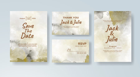 Wedding invitation with abstract watercolor backgroundのイラスト素材