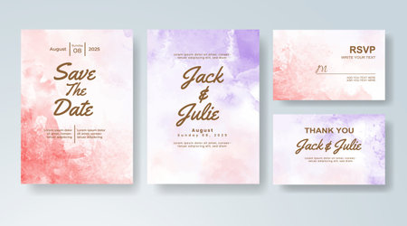 Wedding invitation with abstract splash watercolorのイラスト素材