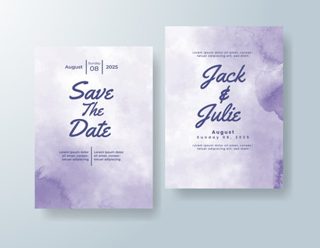 Wedding invitation with abstract splash watercolorのイラスト素材