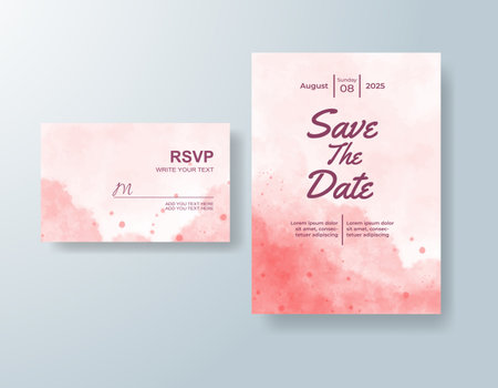 Wedding invitation with abstract splash watercolorのイラスト素材