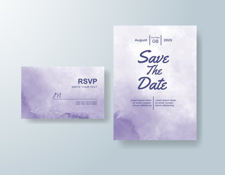 Wedding invitation with abstract splash watercolorのイラスト素材