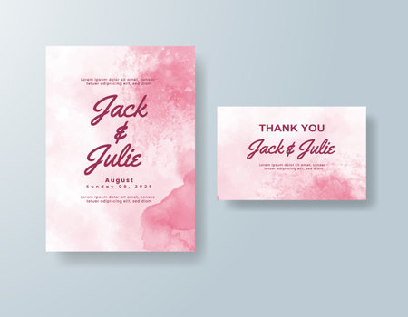 Wedding invitation with abstract splash watercolorのイラスト素材