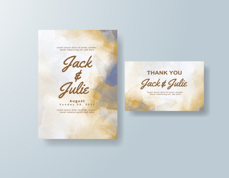 Wedding invitation with abstract splash watercolorのイラスト素材
