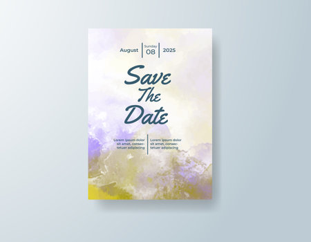 Wedding invitation with abstract splash watercolorのイラスト素材