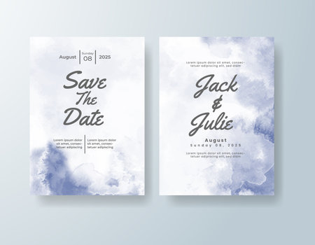 Wedding invitation with abstract splash watercolorのイラスト素材