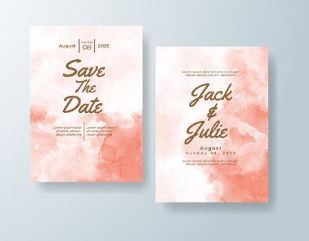 Wedding invitation with abstract splash watercolorのイラスト素材