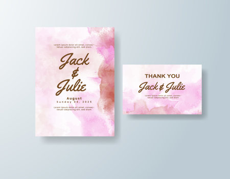 Wedding invitation with abstract watercolor backgroundのイラスト素材