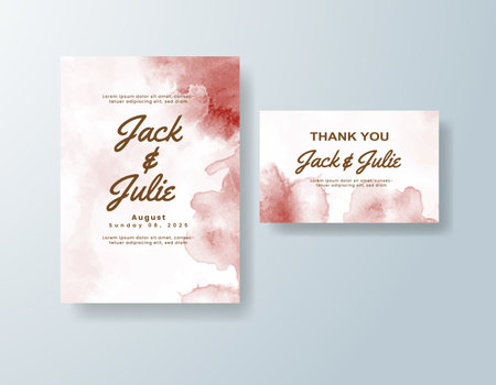 Wedding invitation with abstract watercolor backgroundのイラスト素材