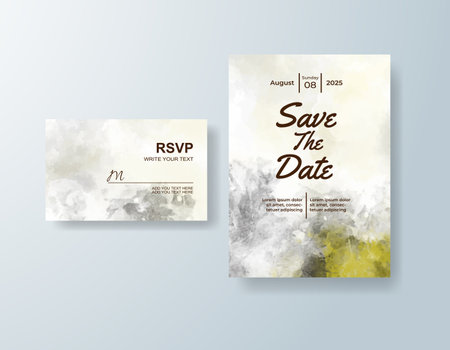 Wedding invitation with abstract watercolor backgroundのイラスト素材