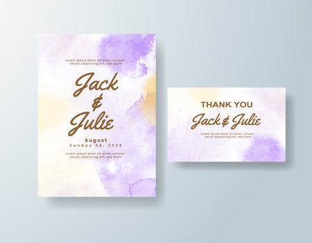 Wedding invitation with abstract watercolor backgroundのイラスト素材