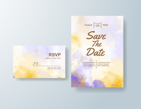 Wedding invitation with abstract watercolor backgroundのイラスト素材