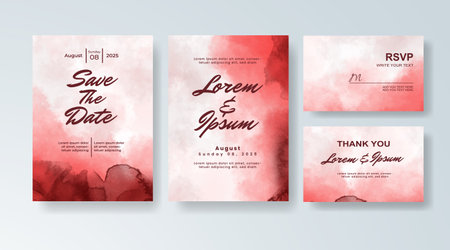 Set of Wedding invitation with abstract splash watercolorのイラスト素材