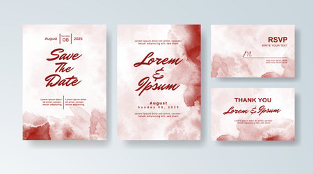 Set of Wedding invitation with abstract splash watercolorのイラスト素材