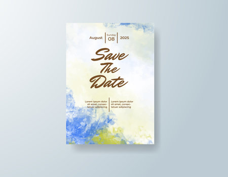 Wedding invitation with abstract watercolor backgroundのイラスト素材
