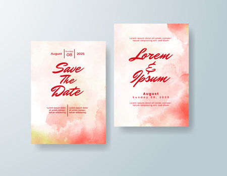 Wedding invitation with abstract watercolor backgroundのイラスト素材