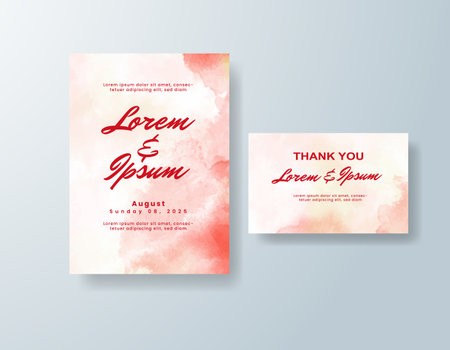 Wedding invitation with abstract watercolor backgroundのイラスト素材