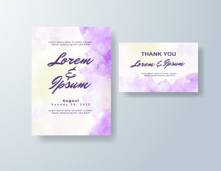 Wedding invitation with abstract watercolor backgroundのイラスト素材