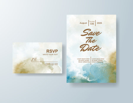 Wedding invitation with abstract watercolor backgroundのイラスト素材