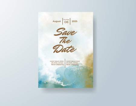 Wedding invitation with abstract watercolor backgroundのイラスト素材