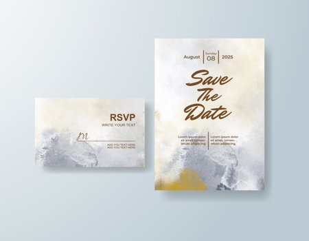 Wedding invitation with abstract watercolor backgroundのイラスト素材