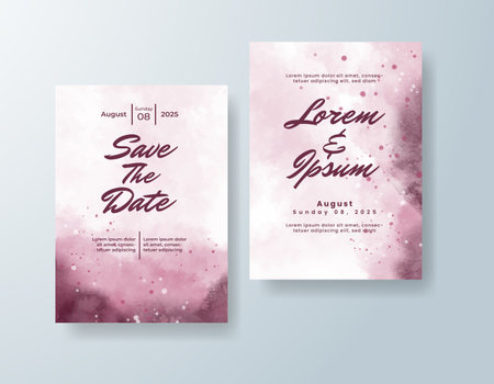 Wedding invitation with abstract watercolor backgroundのイラスト素材
