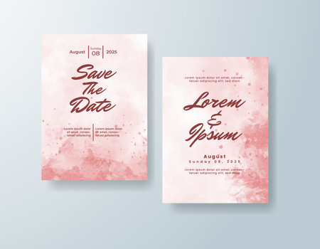 Wedding invitation with abstract watercolor backgroundのイラスト素材