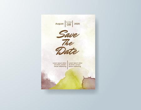 Wedding invitation with abstract watercolor backgroundのイラスト素材
