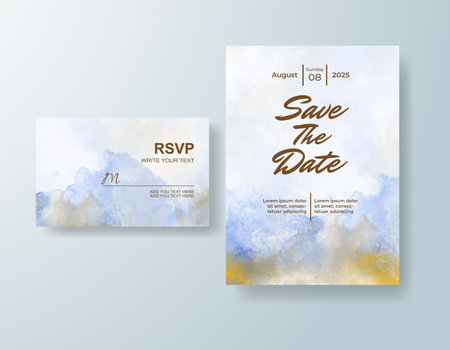 Wedding invitation with abstract watercolor backgroundのイラスト素材
