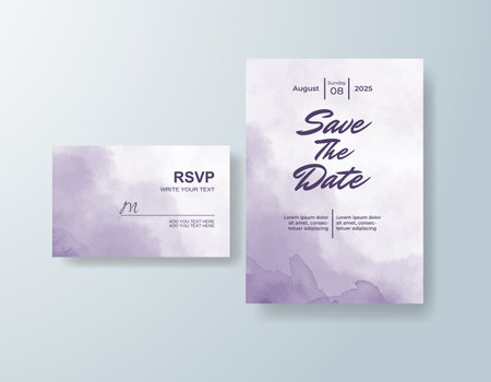 Wedding invitation with abstract watercolor backgroundのイラスト素材