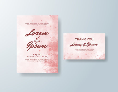 Wedding invitation with abstract watercolor backgroundのイラスト素材