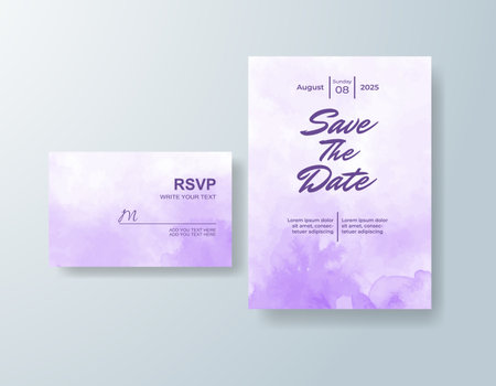 Wedding invitation with abstract watercolor backgroundのイラスト素材