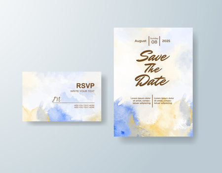 Wedding invitation with abstract watercolor backgroundのイラスト素材