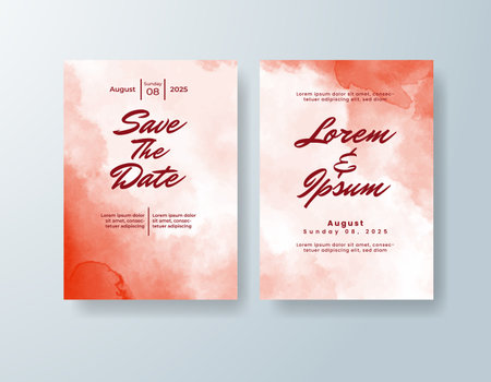 Wedding invitation with abstract watercolor backgroundのイラスト素材