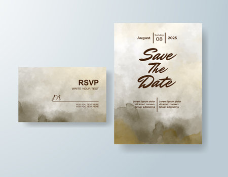 Wedding invitation with abstract watercolor backgroundのイラスト素材