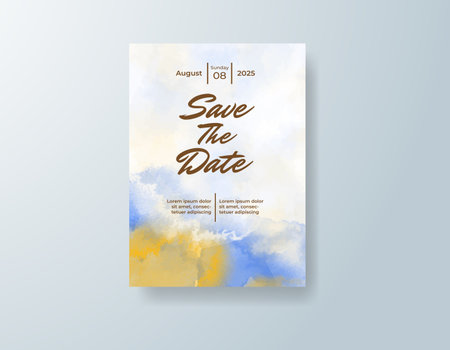 Watercolor wedding invitation cardのイラスト素材